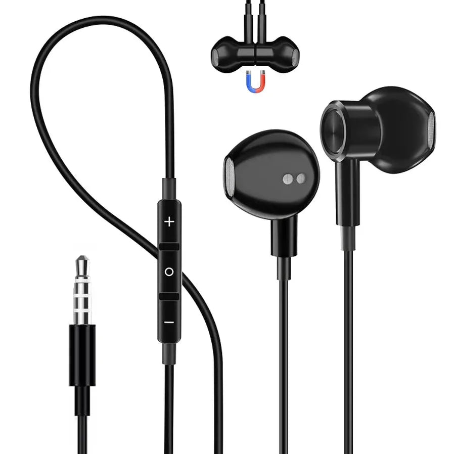 JMT-163594 3.5mm Wired In-Ear Headphones with Microphone and Volume Control for iPhone and Samsung