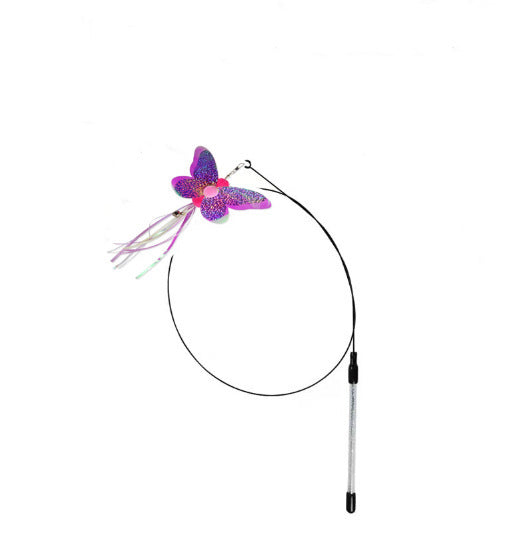 JMT-163914 Insect Series Cat Toy with Roll-Up Steel Wire and Colorful Feathers
