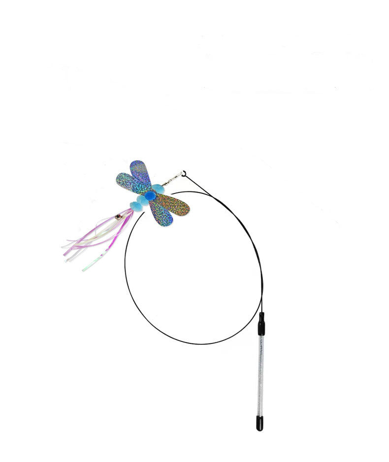 JMT-163914 Insect Series Cat Toy with Roll-Up Steel Wire and Colorful Feathers