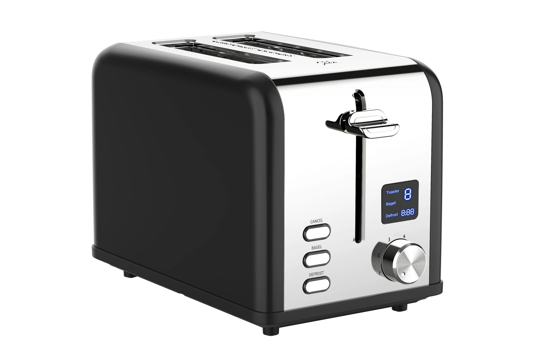 JMT-164746 Stainless Steel Electric 2-Slice Toaster with LED Display for Efficient Cooking