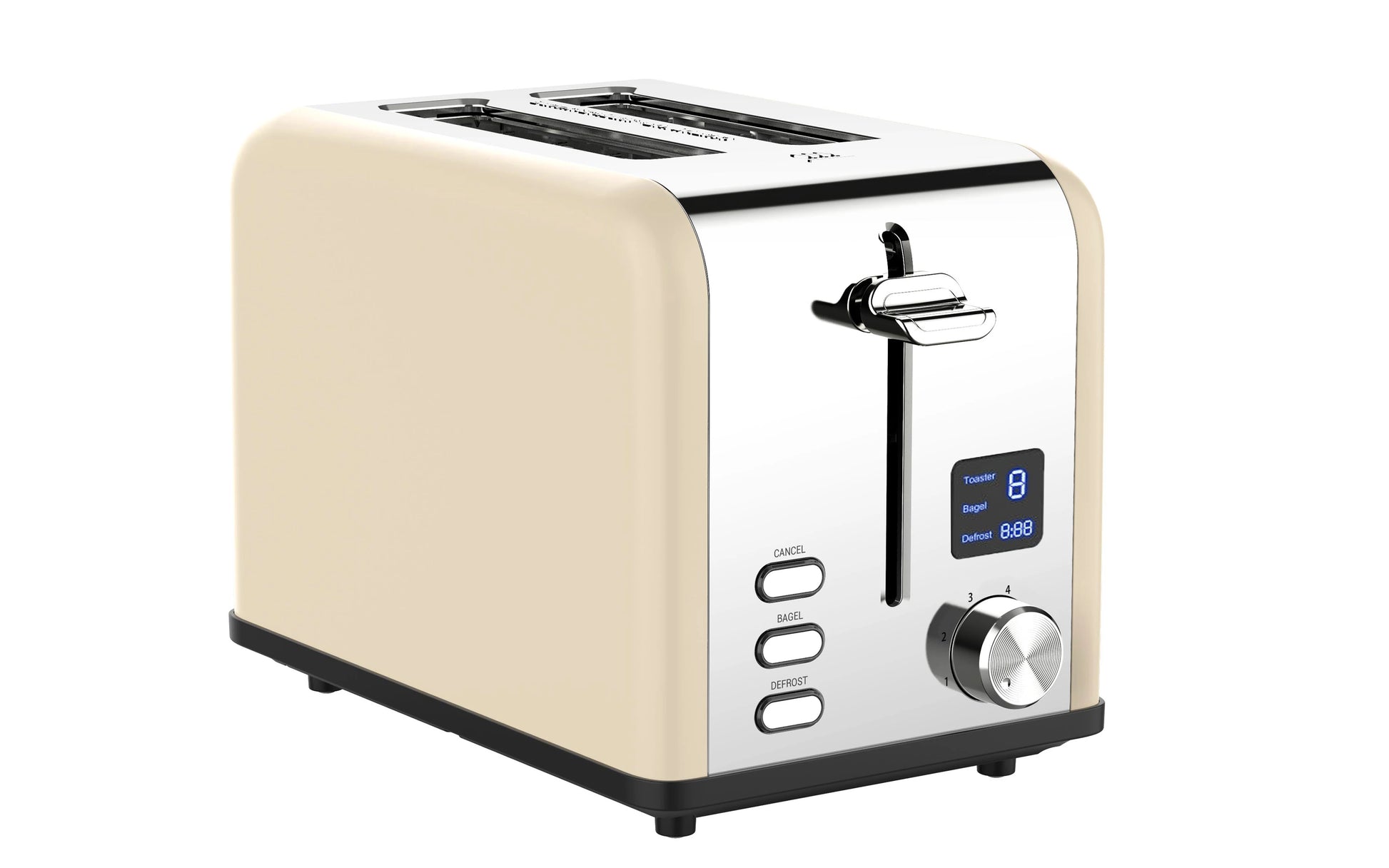 JMT-164746 Stainless Steel Electric 2-Slice Toaster with LED Display for Efficient Cooking