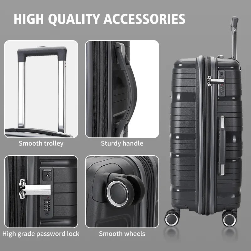 JMT-164810 Waterproof Expandable Suitcase Luggage with Four Spinner Wheels - Available in 20, 24, and 28 Inches