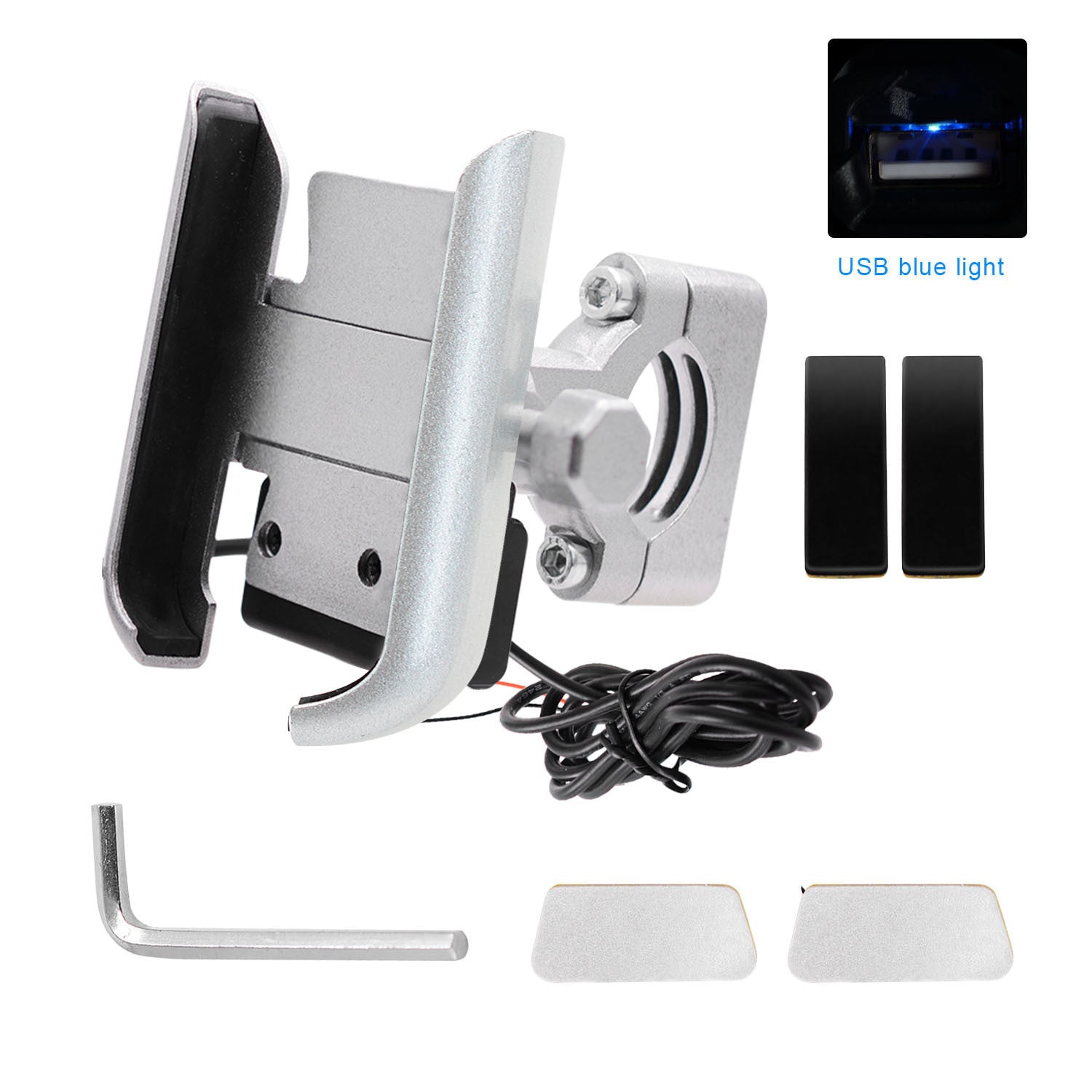 JMT-164938 Adjustable 360-Degree Rotatable Mobile Phone Holder for Motorcycles and ATVs - Aluminum Alloy Design