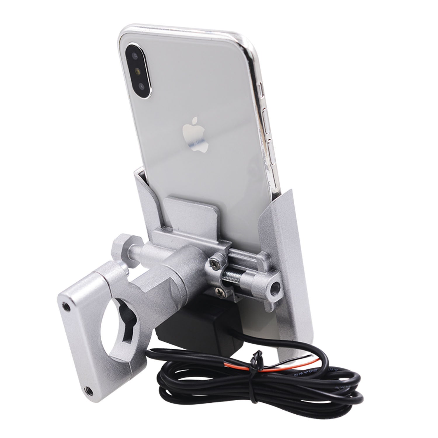 JMT-164938 Adjustable 360-Degree Rotatable Mobile Phone Holder for Motorcycles and ATVs - Aluminum Alloy Design