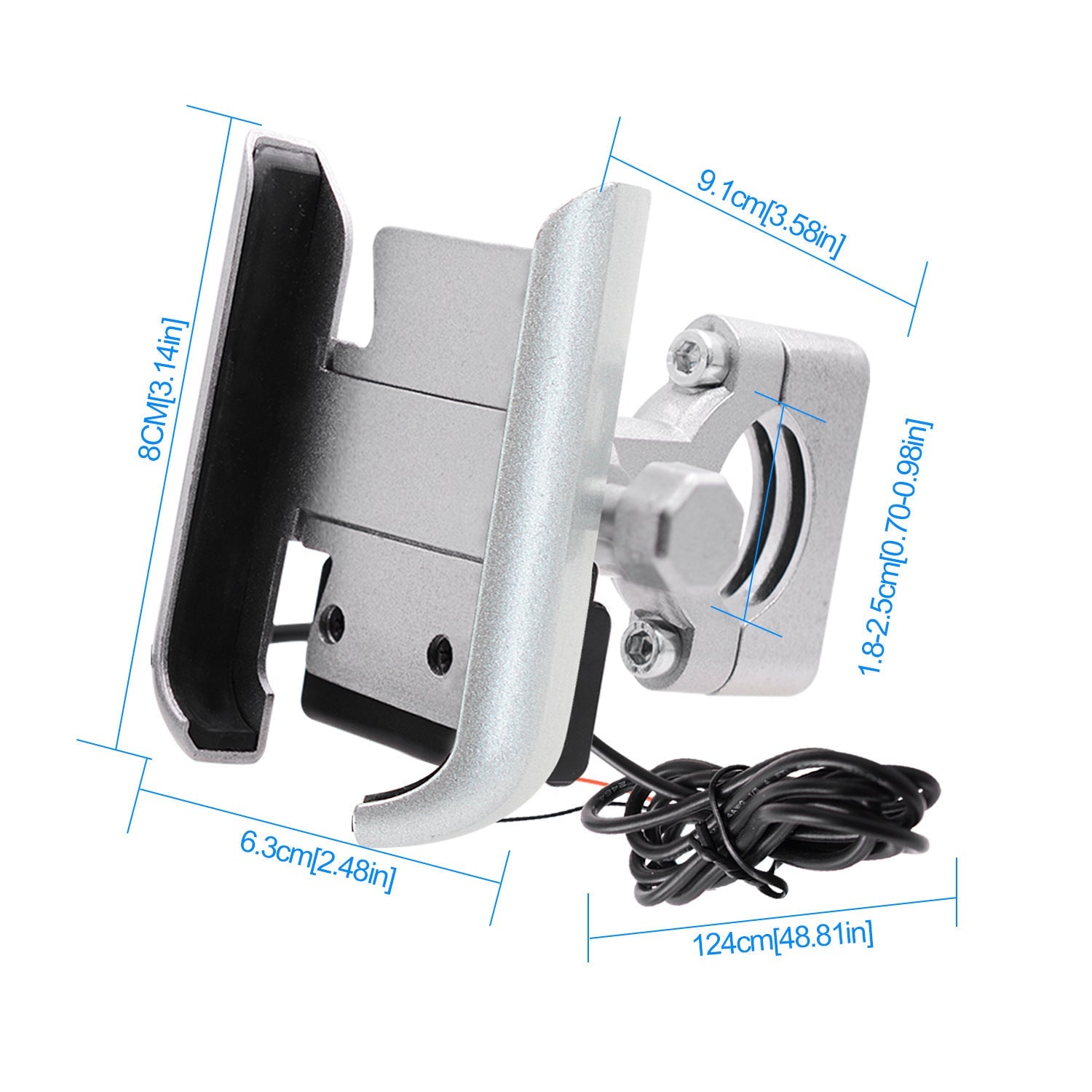 JMT-164938 Adjustable 360-Degree Rotatable Mobile Phone Holder for Motorcycles and ATVs - Aluminum Alloy Design