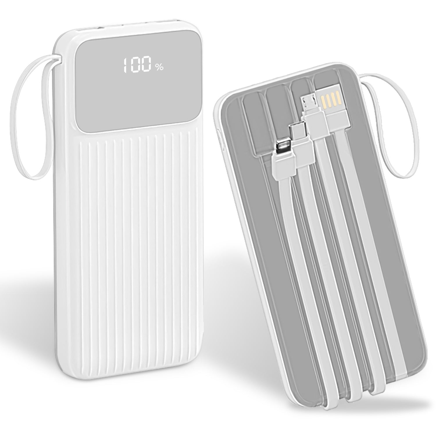 JMT-165258 20000mAh Fast Charging Power Bank with 4 Inbuilt Cables and Digital Display for iOS and Android Devices
