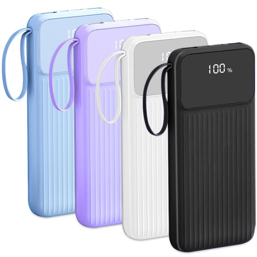 JMT-165258 20000mAh Fast Charging Power Bank with 4 Inbuilt Cables and Digital Display for iOS and Android Devices