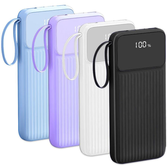 JMT-165258 20000mAh Fast Charging Power Bank with 4 Inbuilt Cables and Digital Display for iOS and Android Devices