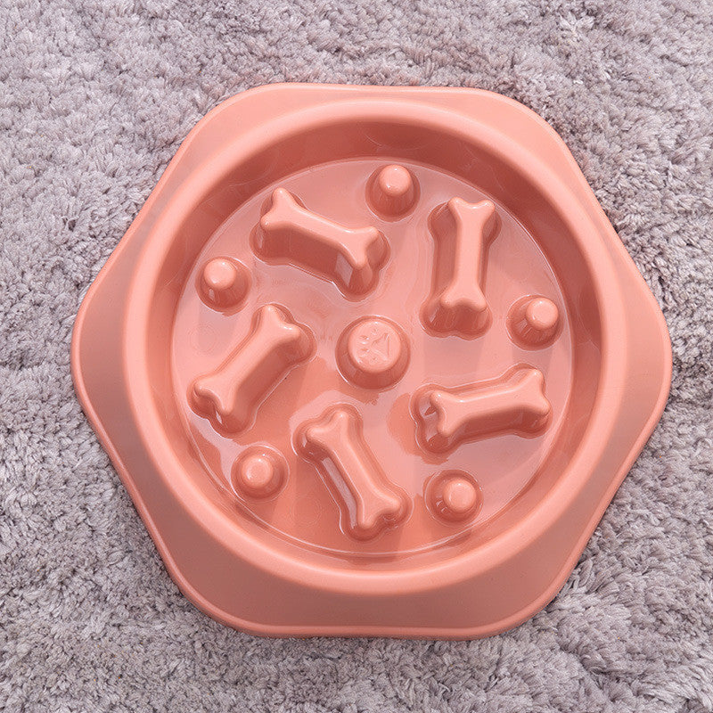 JMT-165258 Bone Shaped Slow Feed Dog Bowl for Choke Prevention, Made from Durable Plastic