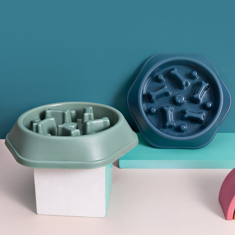 JMT-165258 Bone Shaped Slow Feed Dog Bowl for Choke Prevention, Made from Durable Plastic