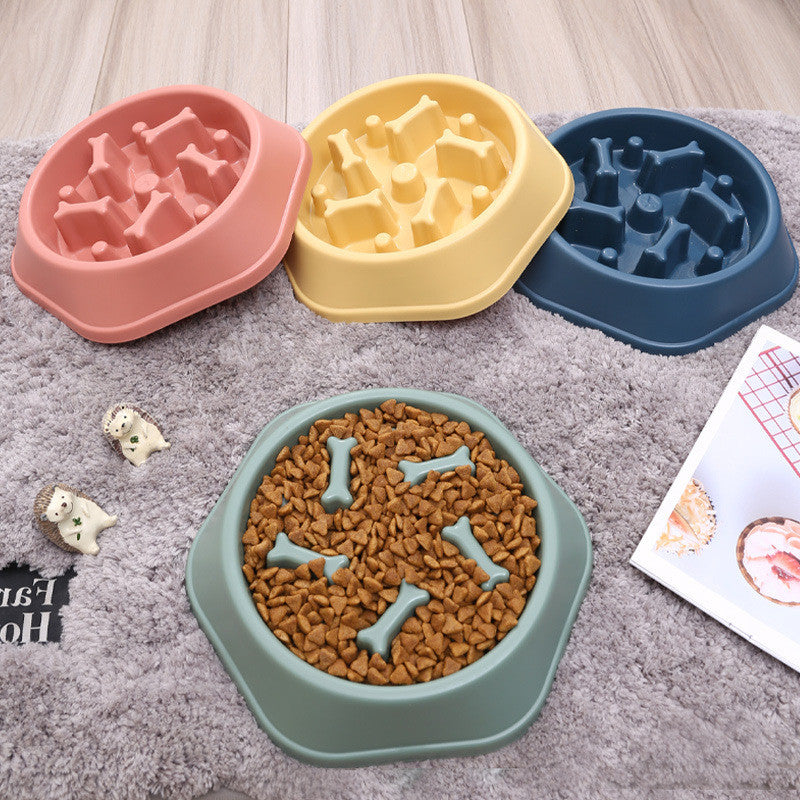 JMT-165258 Bone Shaped Slow Feed Dog Bowl for Choke Prevention, Made from Durable Plastic