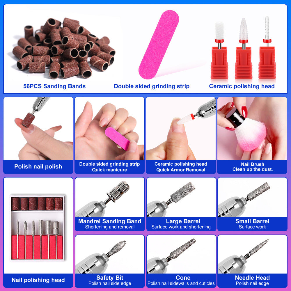 JMT-165386 Portable Rechargeable Nail Polishing Machine with Long Standby Time and High Power, Available in Champagne, Green, and Blue