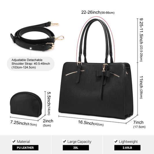JMT-165898 Ladies Laptop Work Shoulder Tote - PU Leather Briefcase for Computer and Daily Use