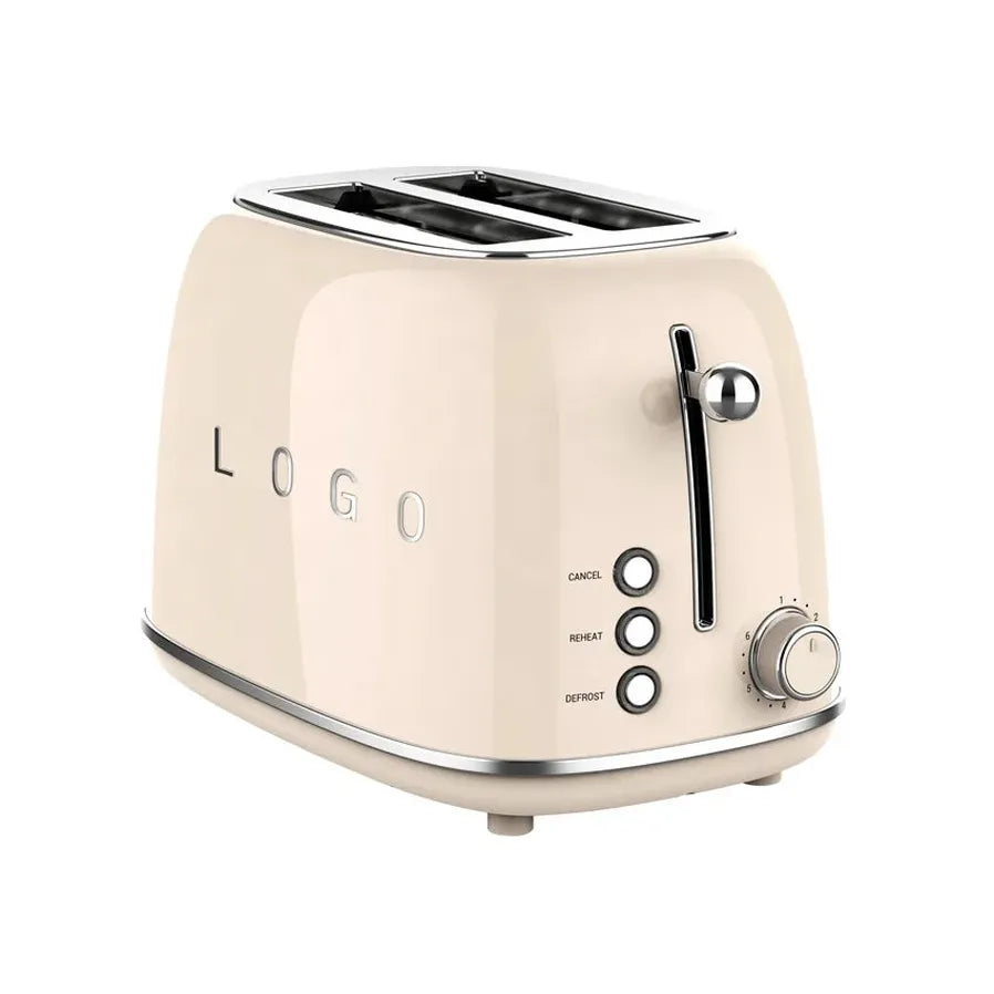 JMT-165898 Stainless Steel Retro 2-Slice Toaster with Defrost and Reheat Functions