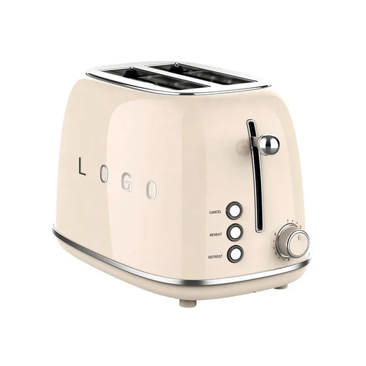 JMT-165898 Stainless Steel Retro 2-Slice Toaster with Defrost and Reheat Functions