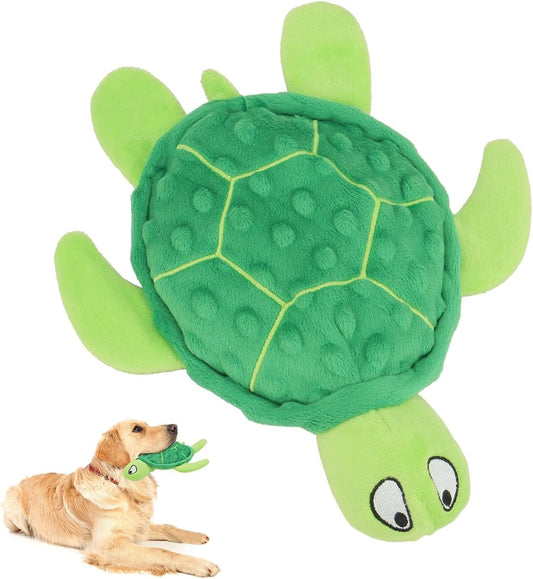 JMT-166218 Interactive Squeaky Sea Turtle Plush Toy for Small Dogs - Durable, No Stuffing, Ideal for Indoor Play and Teething Relief