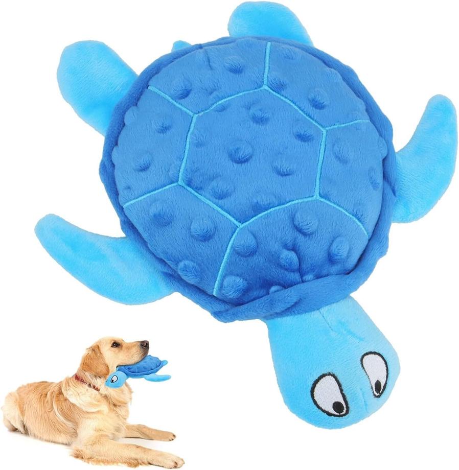 JMT-166218 Interactive Squeaky Sea Turtle Plush Toy for Small Dogs - Durable, No Stuffing, Ideal for Indoor Play and Teething Relief