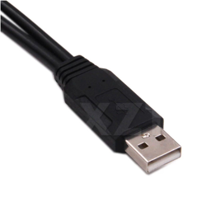 JMT-166410 Dual USB Female Charging Cable - 0.3m Black Copper Wire for Personal Computer