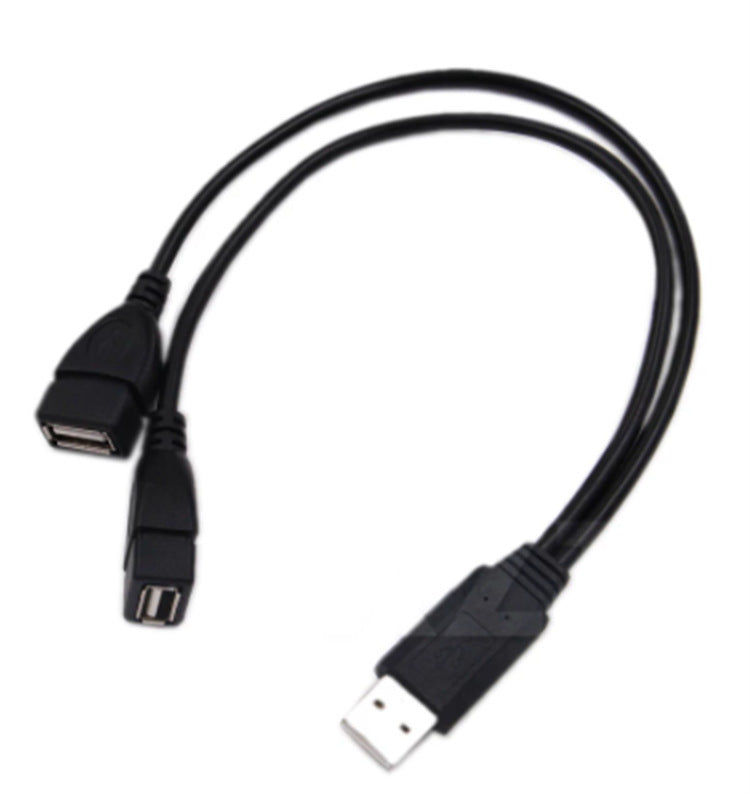JMT-166410 Dual USB Female Charging Cable - 0.3m Black Copper Wire for Personal Computer