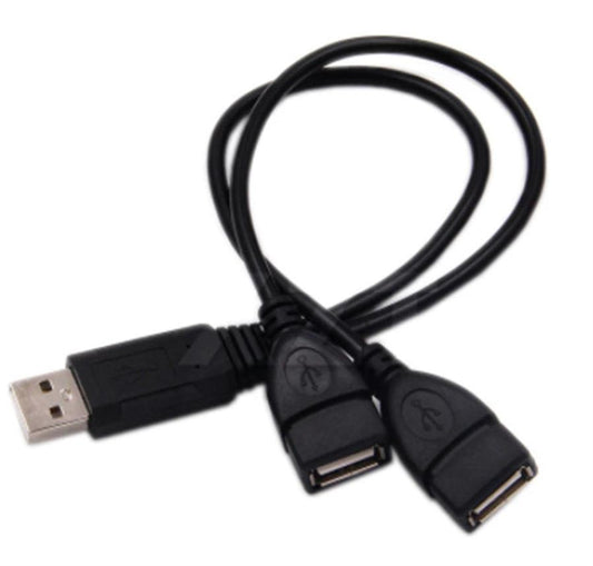 JMT-166410 Dual USB Female Charging Cable - 0.3m Black Copper Wire for Personal Computer