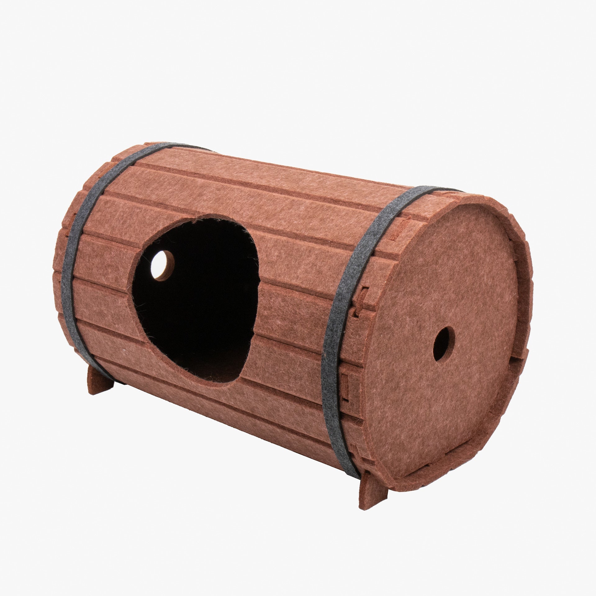 JMT-166538 Assembled Wine Barrel Designed Pet Bed with Felt Board for Cats