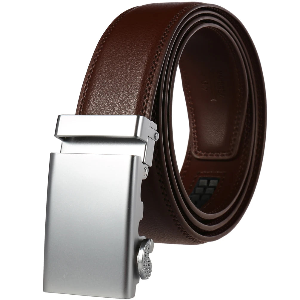 JMT-166986 Adjustable Automatic Leather Belt for Men - Versatile Business and Casual Style, Model LY33-77783-1