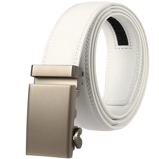JMT-166986 Adjustable Automatic Leather Belt for Men - Versatile Business and Casual Style, Model LY33-77783-1