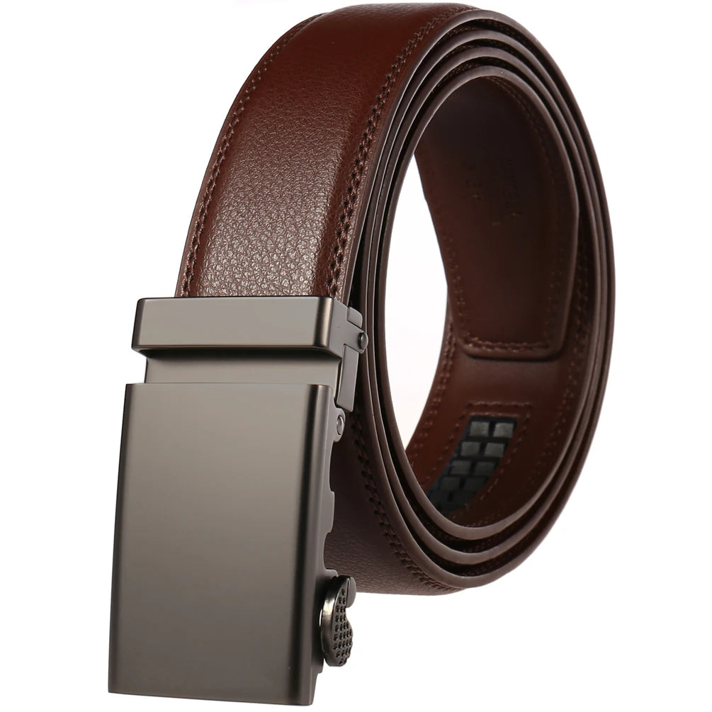 JMT-166986 Adjustable Automatic Leather Belt for Men - Versatile Business and Casual Style, Model LY33-77783-1