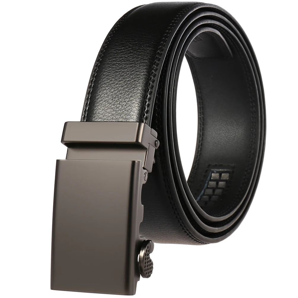 JMT-166986 Adjustable Automatic Leather Belt for Men - Versatile Business and Casual Style, Model LY33-77783-1