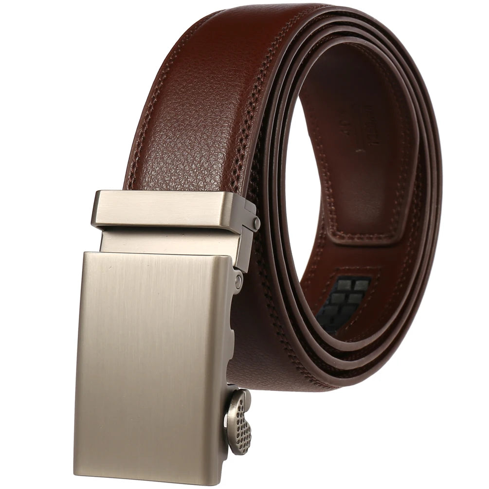 JMT-166986 Adjustable Automatic Leather Belt for Men - Versatile Business and Casual Style, Model LY33-77783-1