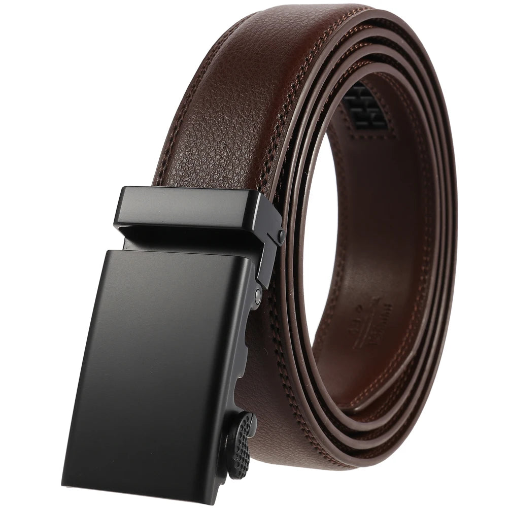 JMT-166986 Adjustable Automatic Leather Belt for Men - Versatile Business and Casual Style, Model LY33-77783-1