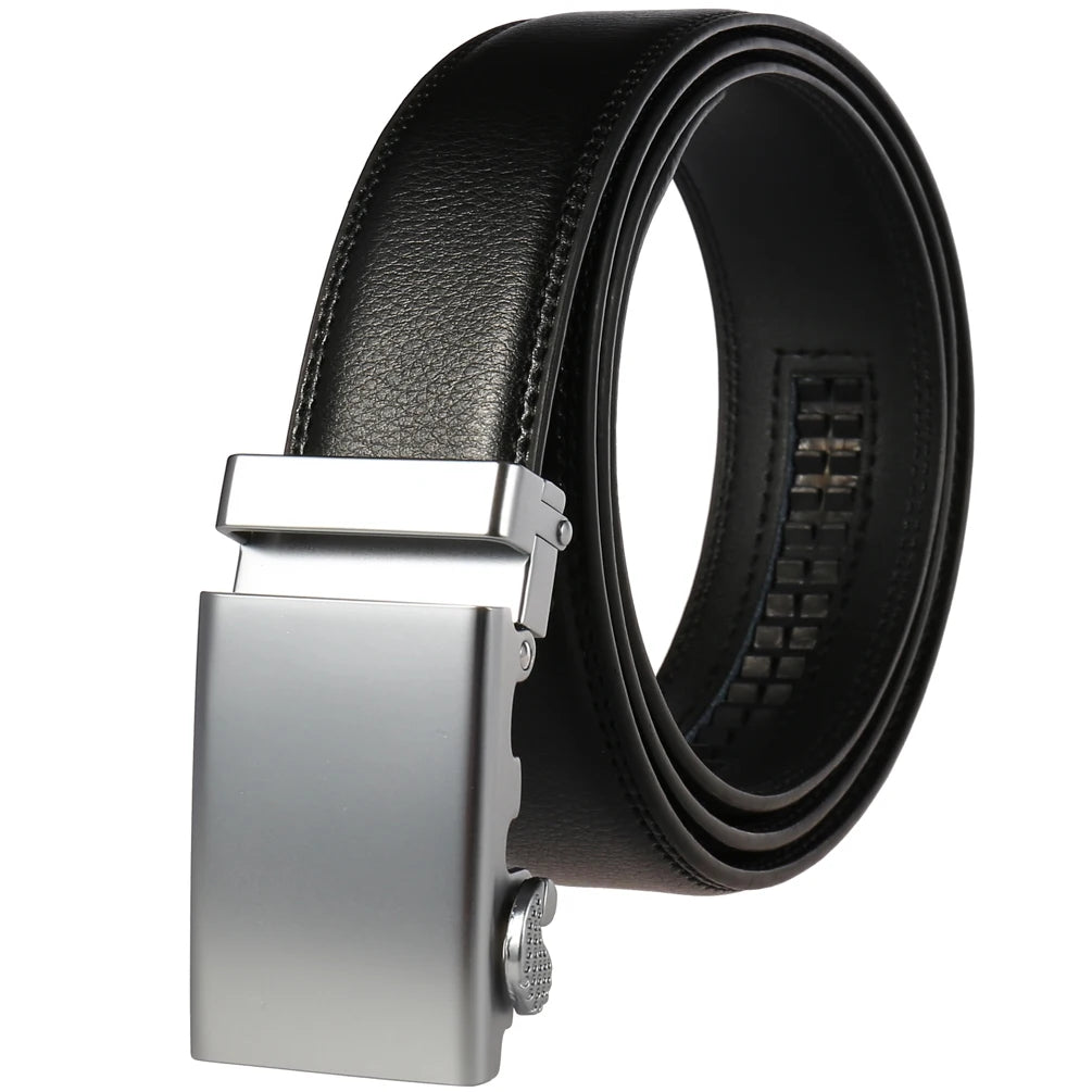 JMT-166986 Adjustable Automatic Leather Belt for Men - Versatile Business and Casual Style, Model LY33-77783-1