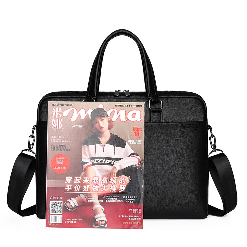 JMT-167050 Elegant Slim Rolling Laptop Bag for 14-15.6 Inch Laptops in Faux Vegan PU Leather