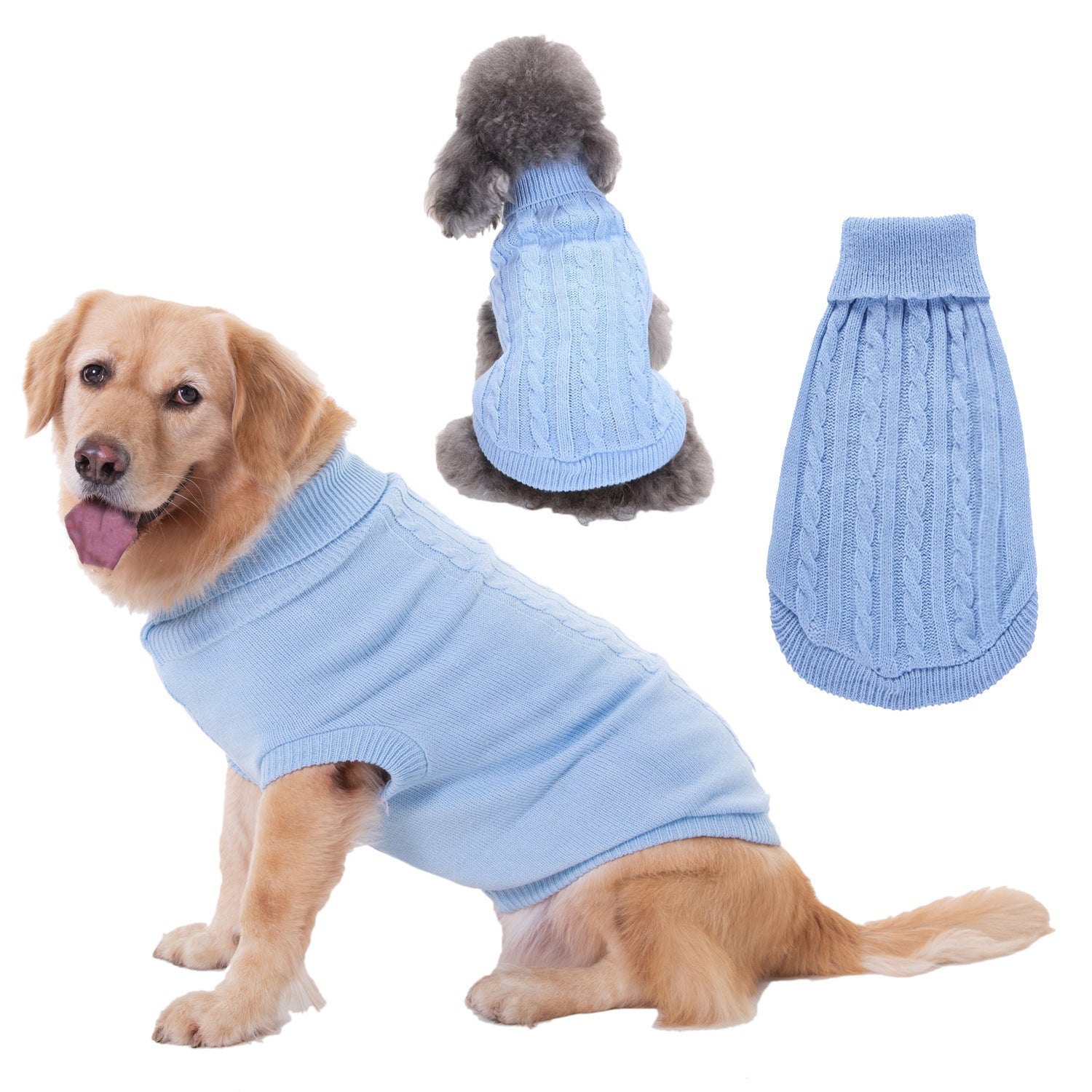 JMT-167306 Solid Color Acrylic Dog Sweater for Small Breeds - Fits XS to 3XL