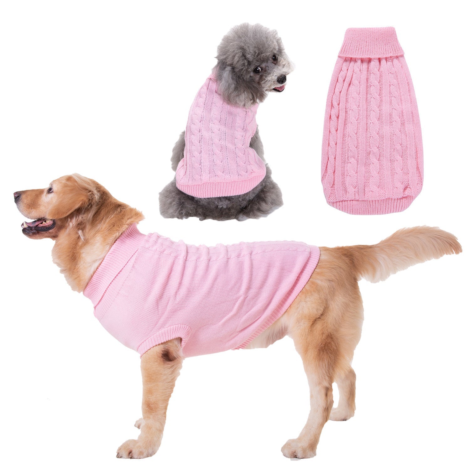 JMT-167306 Solid Color Acrylic Dog Sweater for Small Breeds - Fits XS to 3XL