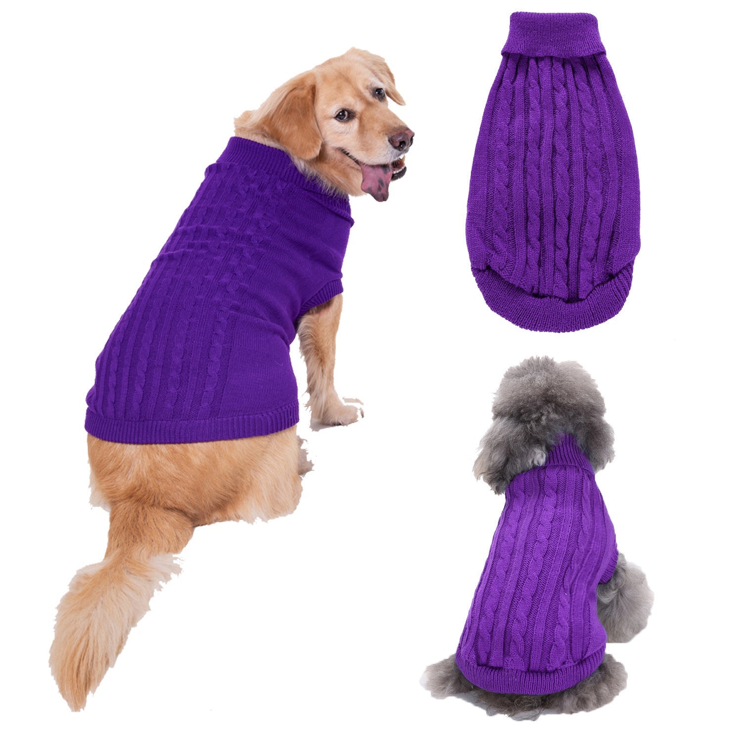 JMT-167306 Solid Color Acrylic Dog Sweater for Small Breeds - Fits XS to 3XL
