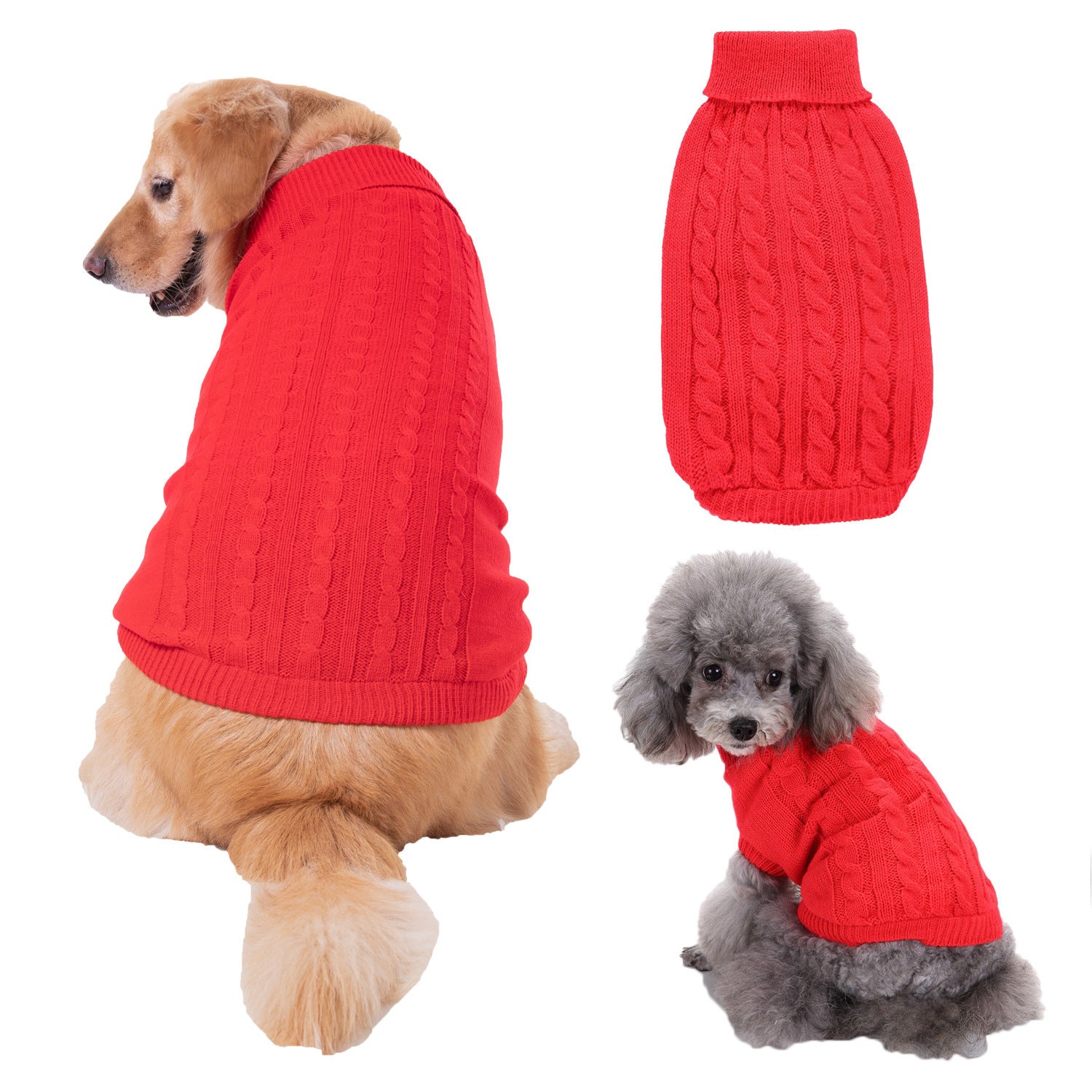 JMT-167306 Solid Color Acrylic Dog Sweater for Small Breeds - Fits XS to 3XL