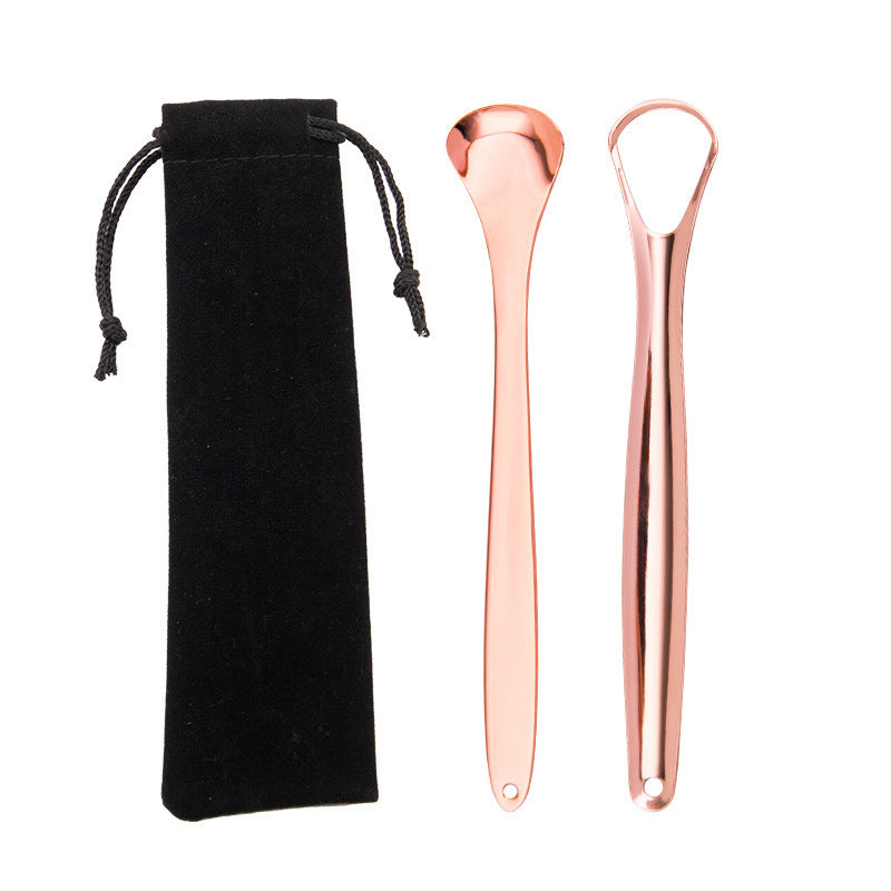 JMT-167370 Rose Gold and Silver Tongue Cleaner - Oral Hygiene Beauty Tool