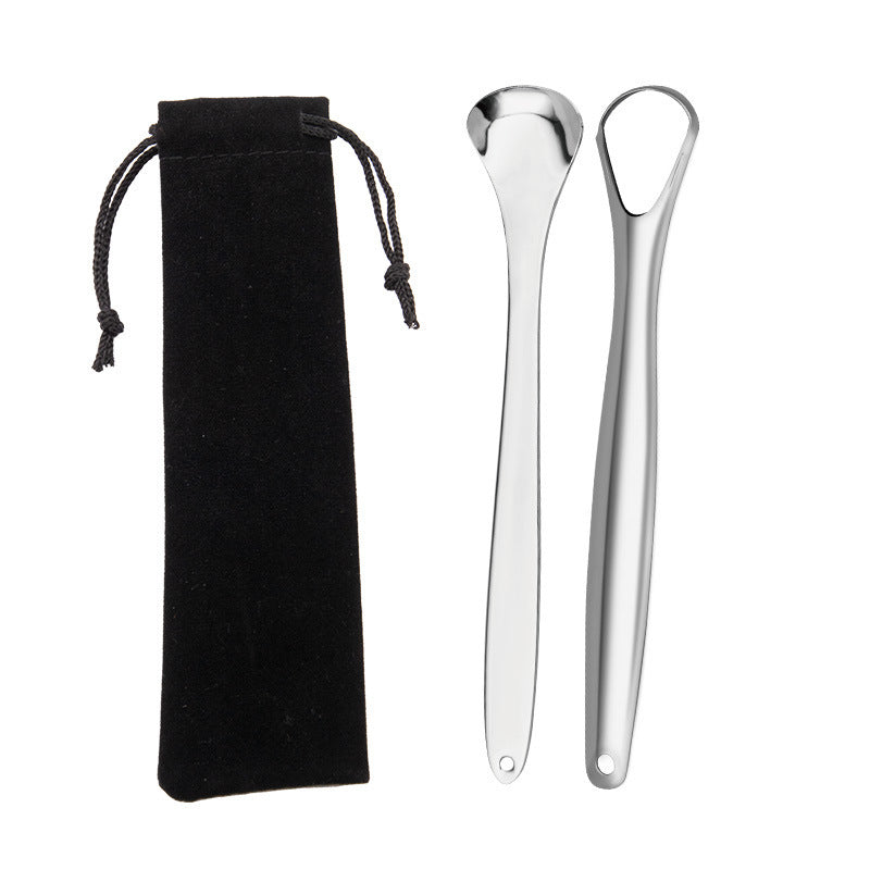 JMT-167370 Rose Gold and Silver Tongue Cleaner - Oral Hygiene Beauty Tool