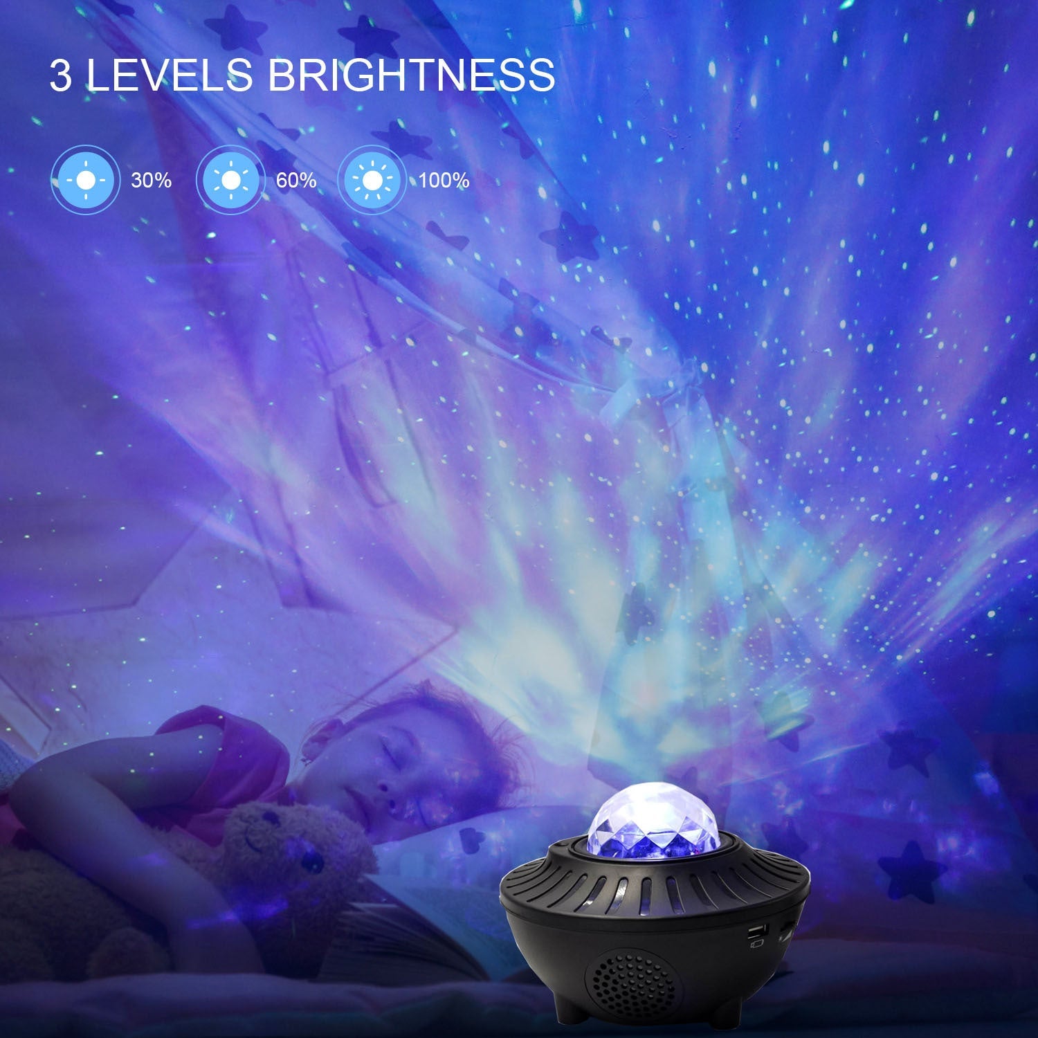 JMT-167562 Starry Sky Bluetooth Music Projector Light with Remote Control and USB Power Supply
