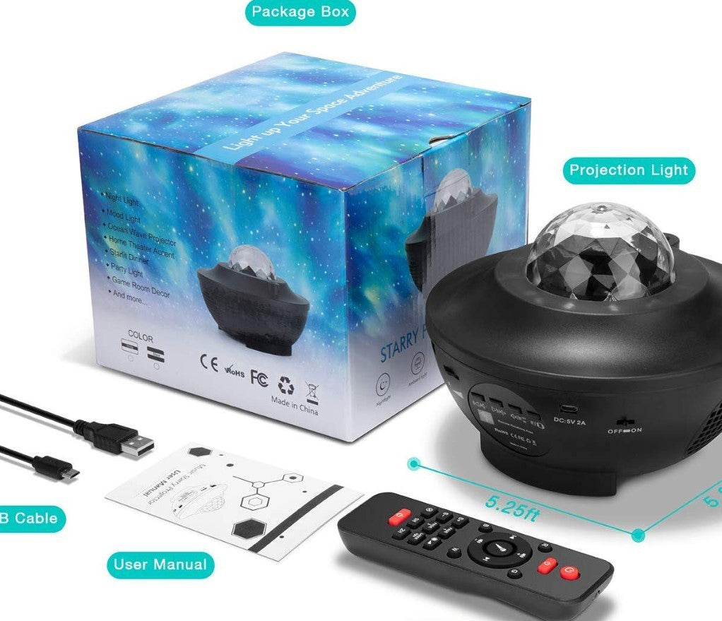 JMT-167562 Starry Sky Bluetooth Music Projector Light with Remote Control and USB Power Supply