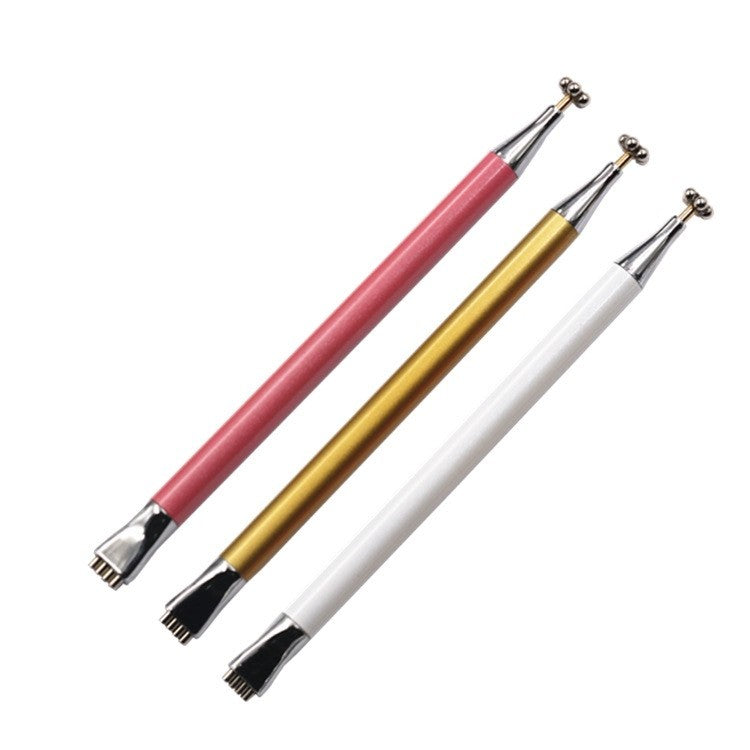 JMT-167690 Metal Flower Magnetic Nail Art Pen for Cat Eye Effects - Dual Use Design, 14.2cm