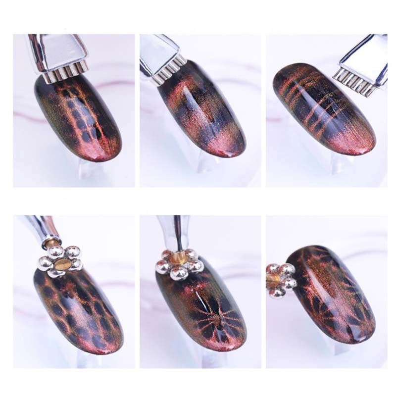 JMT-167690 Metal Flower Magnetic Nail Art Pen for Cat Eye Effects - Dual Use Design, 14.2cm