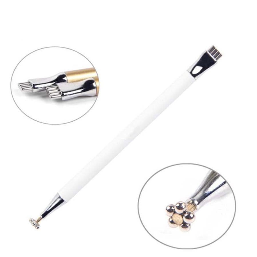 JMT-167690 Metal Flower Magnetic Nail Art Pen for Cat Eye Effects - Dual Use Design, 14.2cm