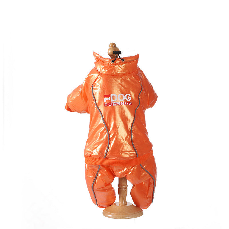 JMT-168010 Windproof Down Jacket for Dogs - Cozy Cotton Outfit in Blue, Black, or Orange, Sizes S to XXL