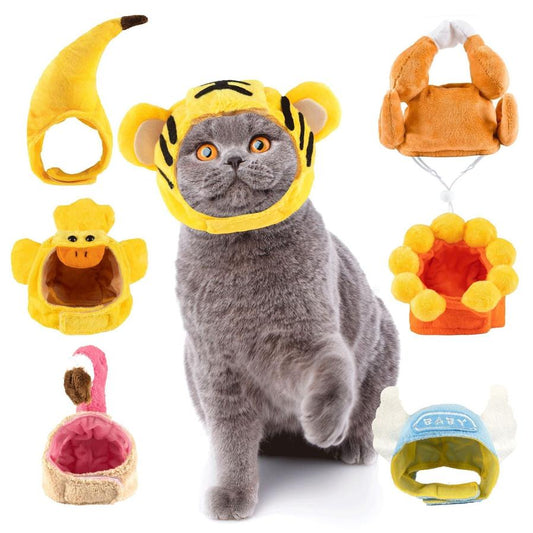 JMT-168202 Cartoon Animal Headgear for Pets - Plush Double-Sided Velvet Hats in Various Styles and Sizes