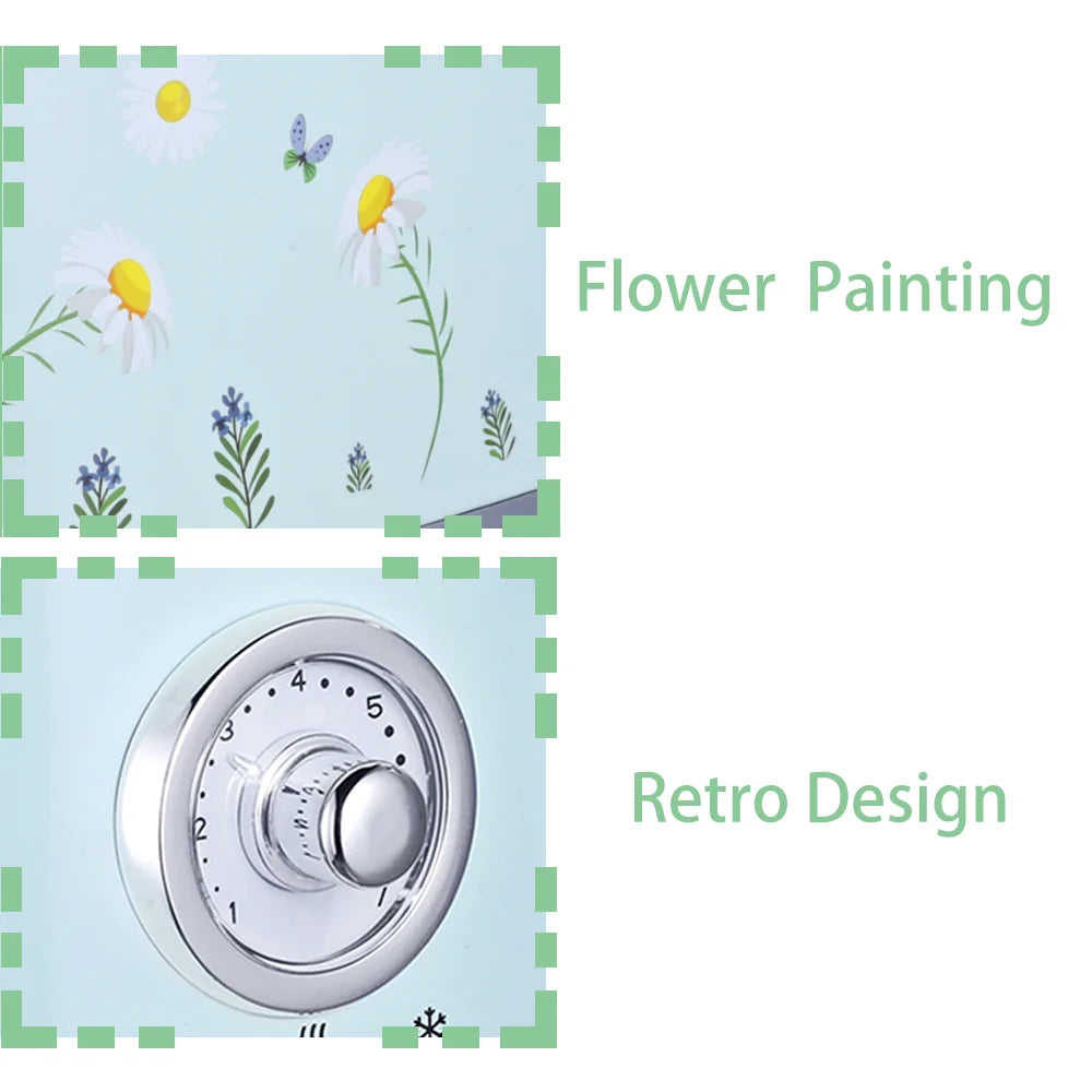 JMT-168202 Retro Automatic Pop-Up Two-Slice Electric Toaster with Double Flower Design
