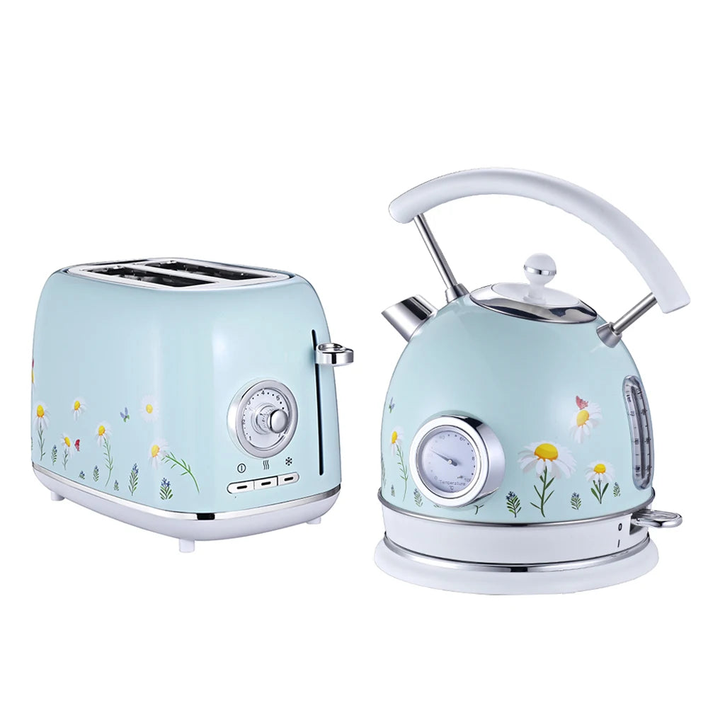 JMT-168202 Retro Automatic Pop-Up Two-Slice Electric Toaster with Double Flower Design