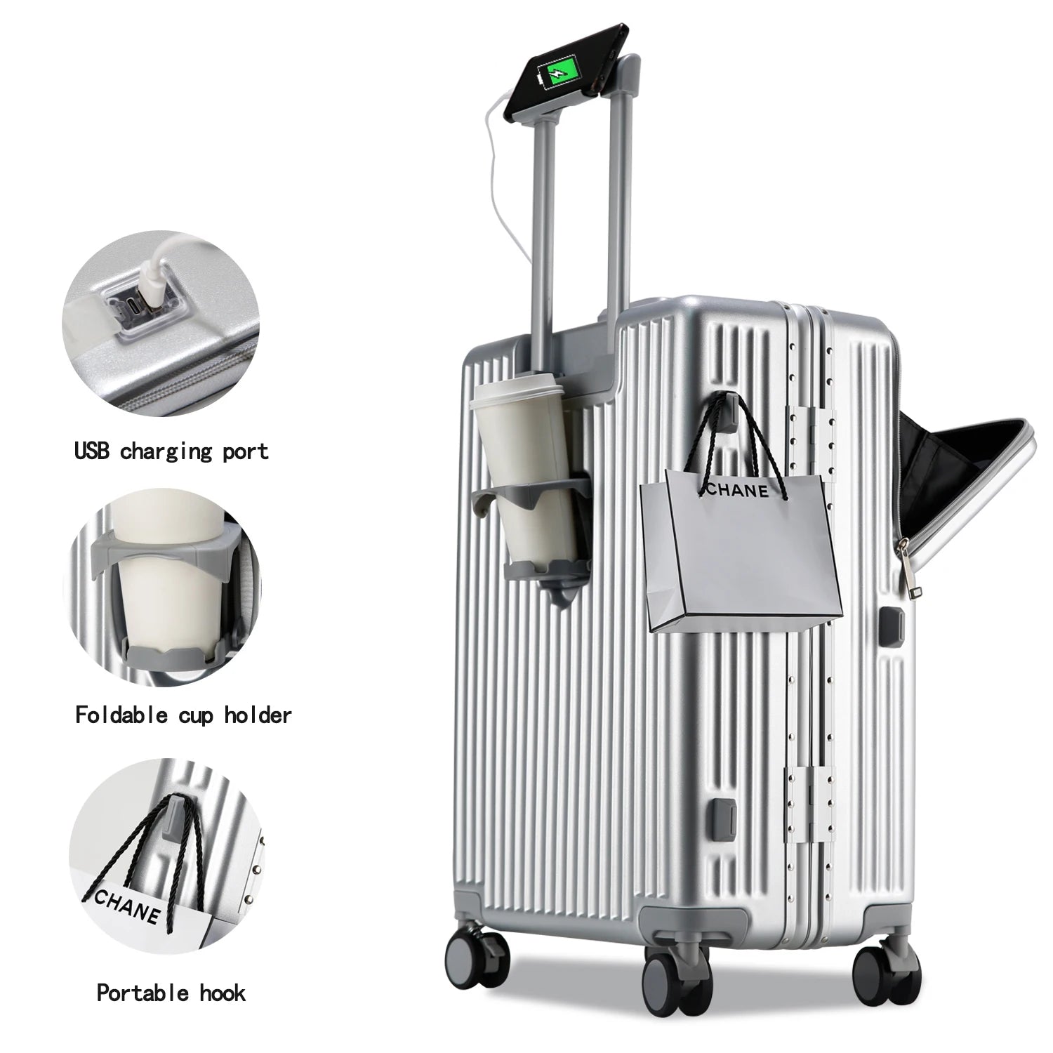 JMT-168266 Lightweight Unisex Retractable Spinner Luggage with Durable Aluminium Frame and TSA Lock for Travel