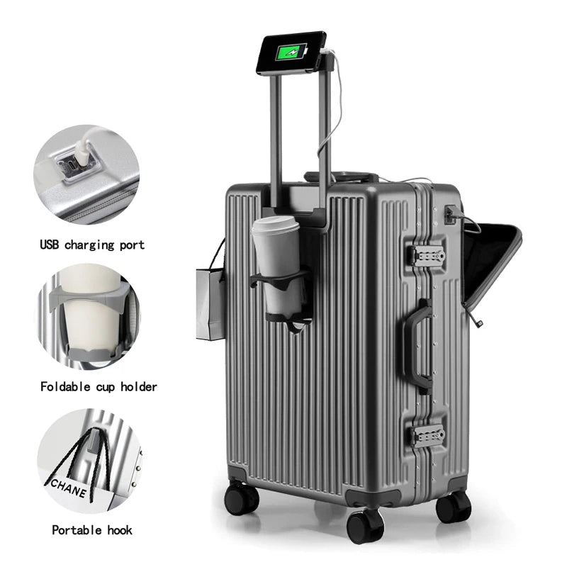 JMT-168266 Lightweight Unisex Retractable Spinner Luggage with Durable Aluminium Frame and TSA Lock for Travel